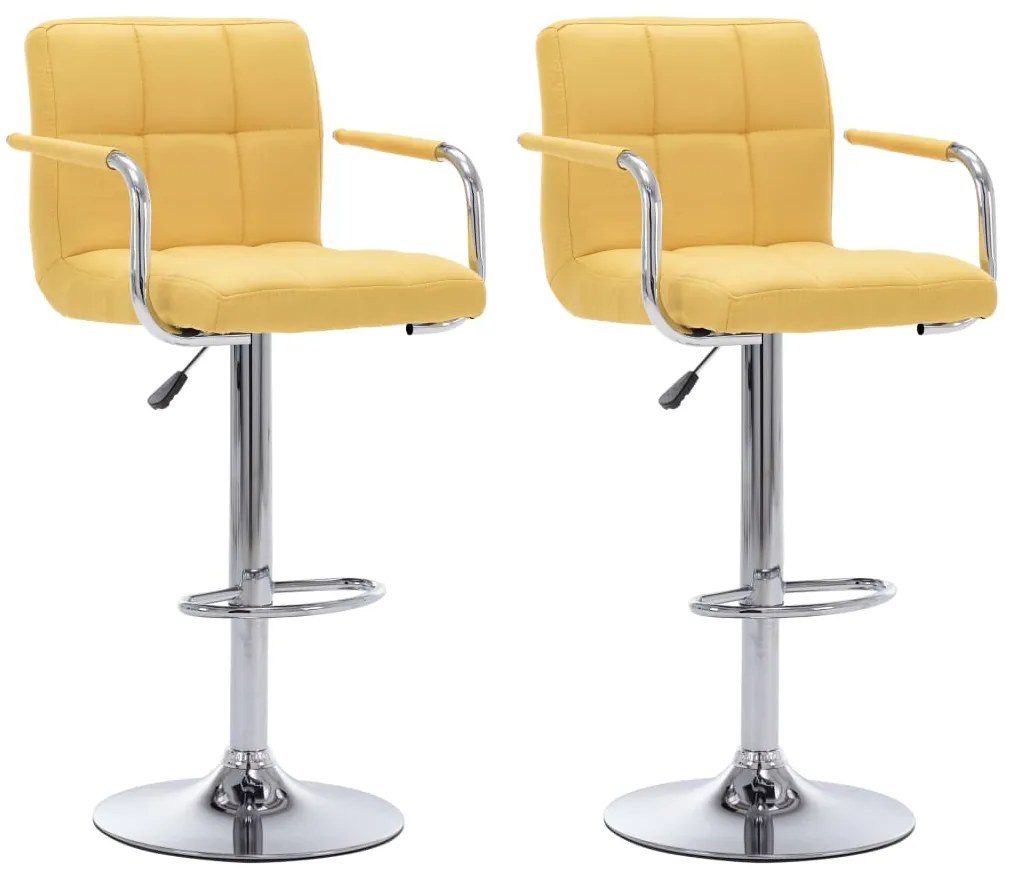 vidaXL Καρέκλες Μπαρ 2 τεμ. Κίτρινες Υφασμάτινες
