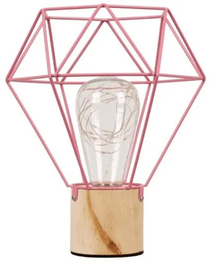 Επιτραπέζιο Φωτιστικό Led Πλέγμα Μέταλλο Antler H23 Φ19 Globostar-1442-Ροζ 01442