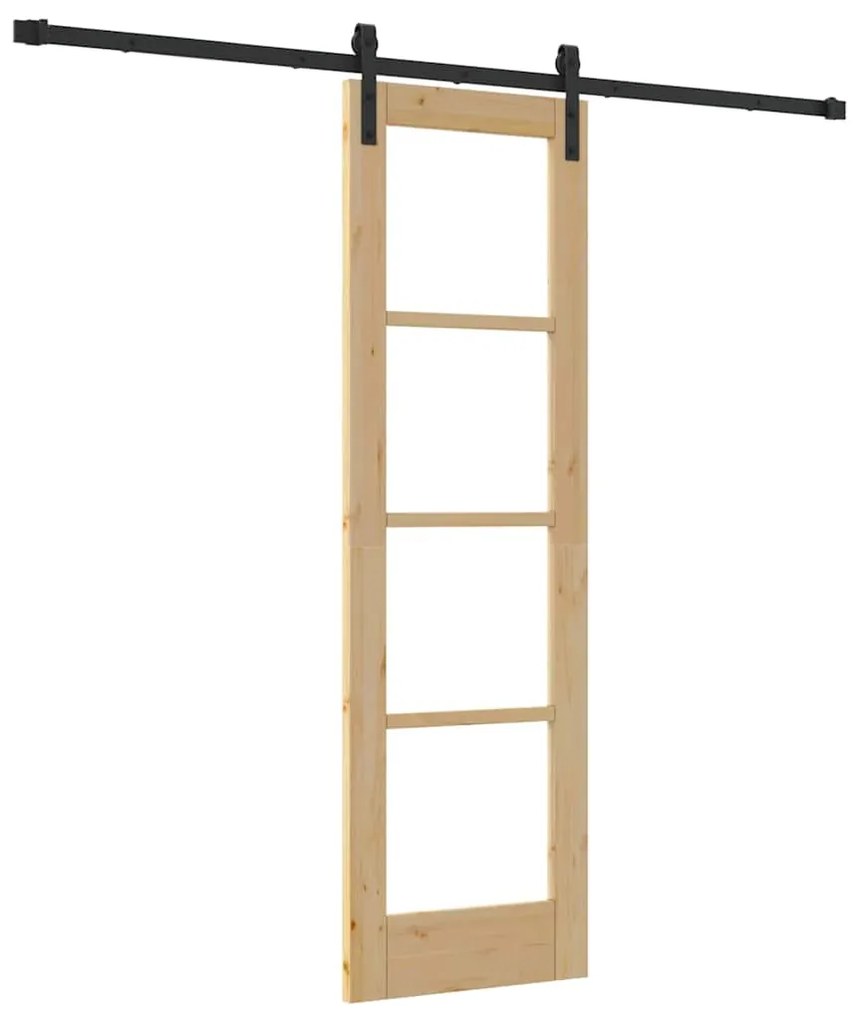 vidaXL Συρόμενη Πόρτα Καφέ 61 x 198.5 εκ. Ξύλο και μέταλλο