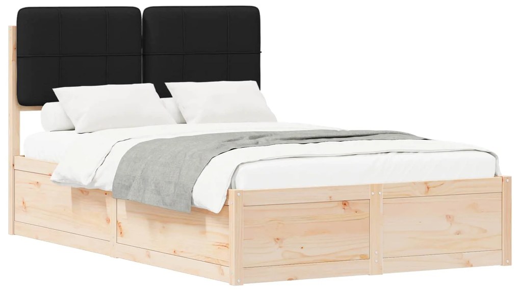 vidaXL Σκελετός Κρεβατιού με Επενδεδυμένο Κεφαλάρι Μαύρο 120 x 200 cm