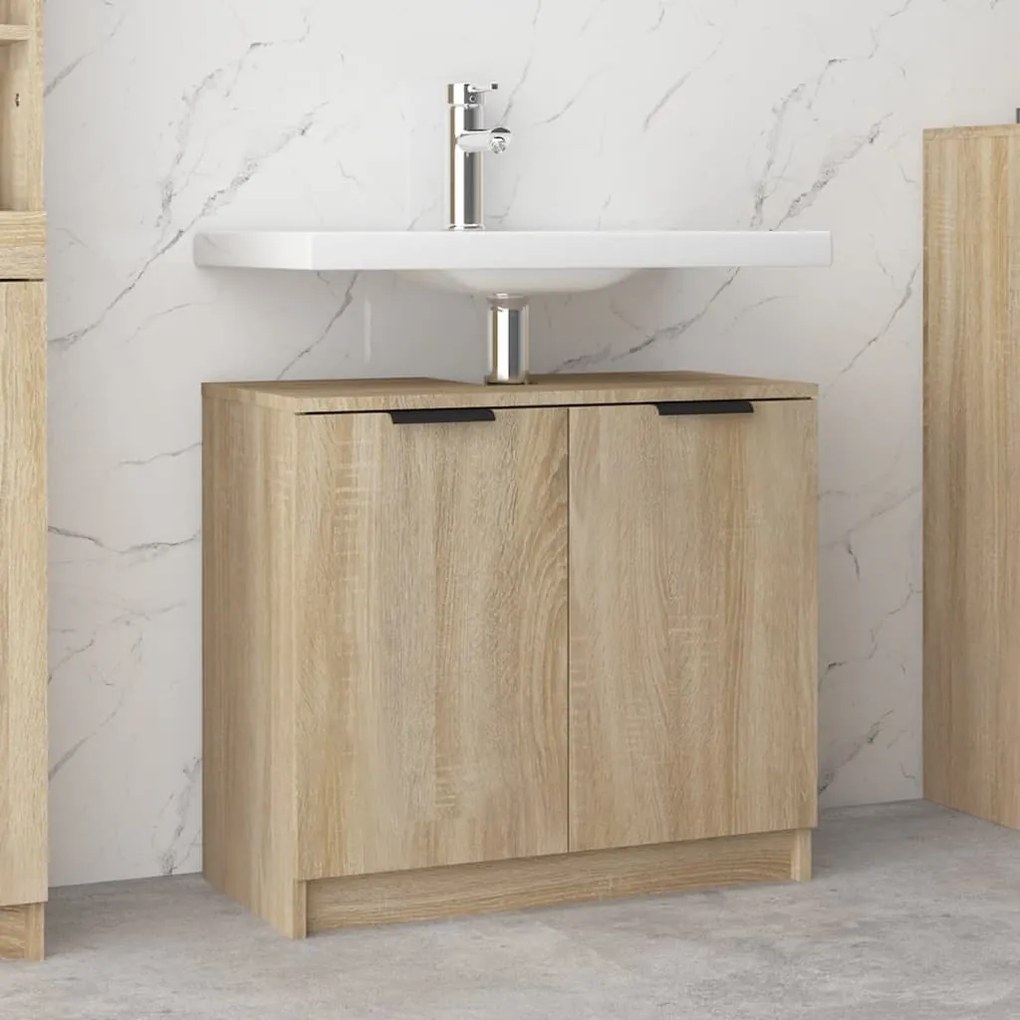 vidaXL Ντουλάπι Μπάνιου Sonoma Δρυς 64,5x33,5x59 εκ Επεξεργασμένο Ξύλο