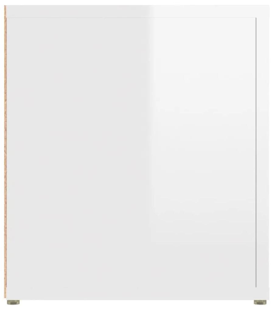 Έπιπλο Τηλεόρασης Γυαλ. Λευκό 80x31,5x36 εκ.Επεξεργασμένο Ξύλο - Λευκό