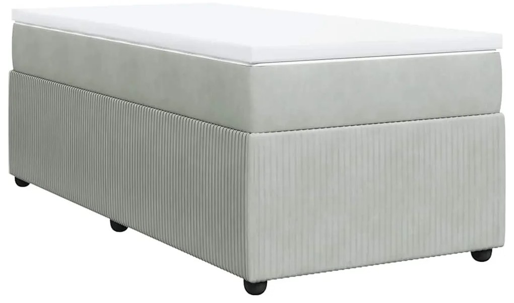 vidaXL Κρεβάτι Boxspring με Στρώμα Ανοιχτό Γκρι 100x200 εκ. Βελούδινο