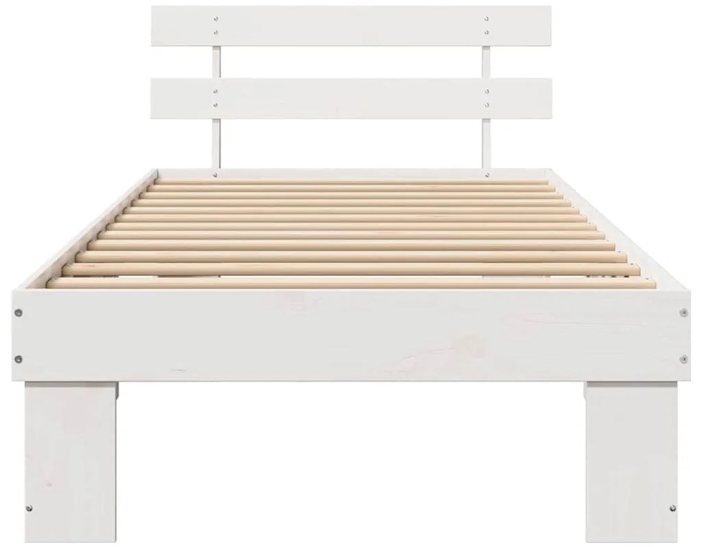 vidaXL Σκελετός Κρεβατιού Λευκό 75 x 190 cm Στερεά ξυλεία πεύκου