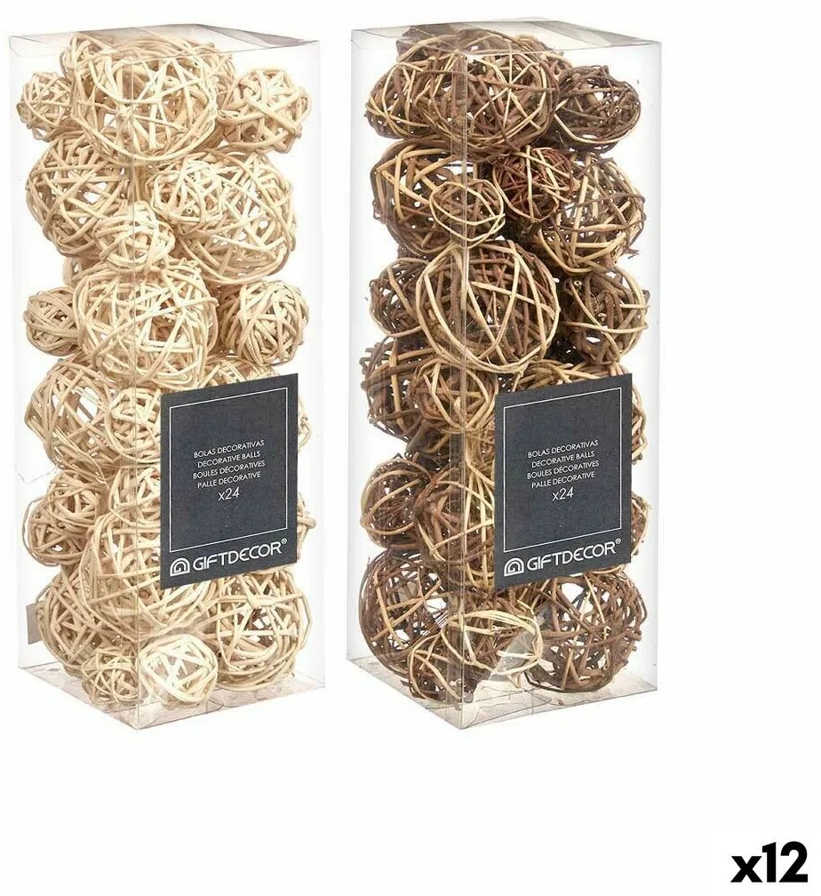 Σετ Διακοσμητικές Μπάλες Gift Decor Λευκό Καφέ 10 x 30 x 10 cm (12 Μονάδες)