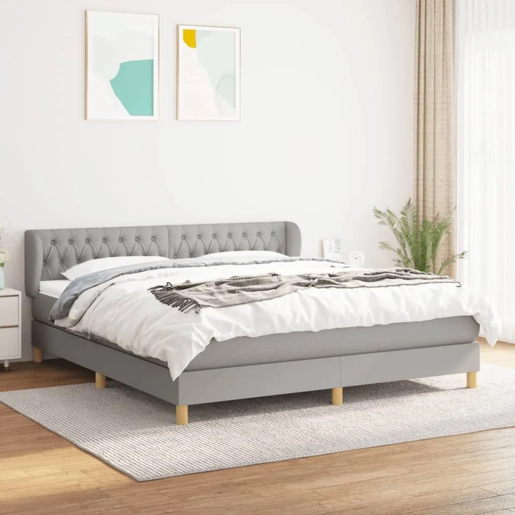 ΚΡΕΒΑΤΙ BOXSPRING ΜΕ ΣΤΡΩΜΑ ΑΝΟΙΧΤΟ ΓΚΡΙ 180X200 ΕΚ. ΥΦΑΣΜΑΤΙΝΟ 3127061