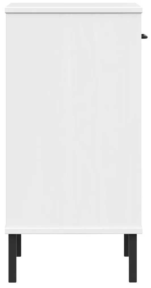 vidaXL Κομοδίνο OSLO Λευκό από Μασίφ Ξύλο Πεύκου με Μεταλλικά Πόδια