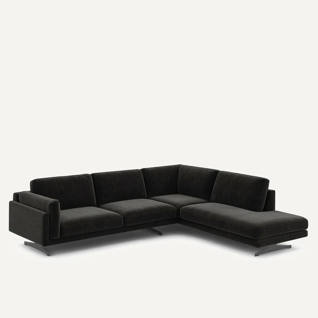 Γωνιακός καναπές με σεζλόνγκ από βελούδο chenille, César