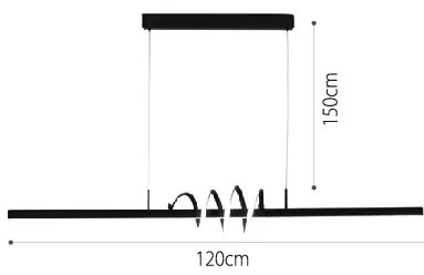 Κρεμαστό φωτιστικό LED 40W 3CCT (by switch on base) σε μαύρο χρώμα D:120cm (6075-BL) - 21W - 50W - 6075-BL