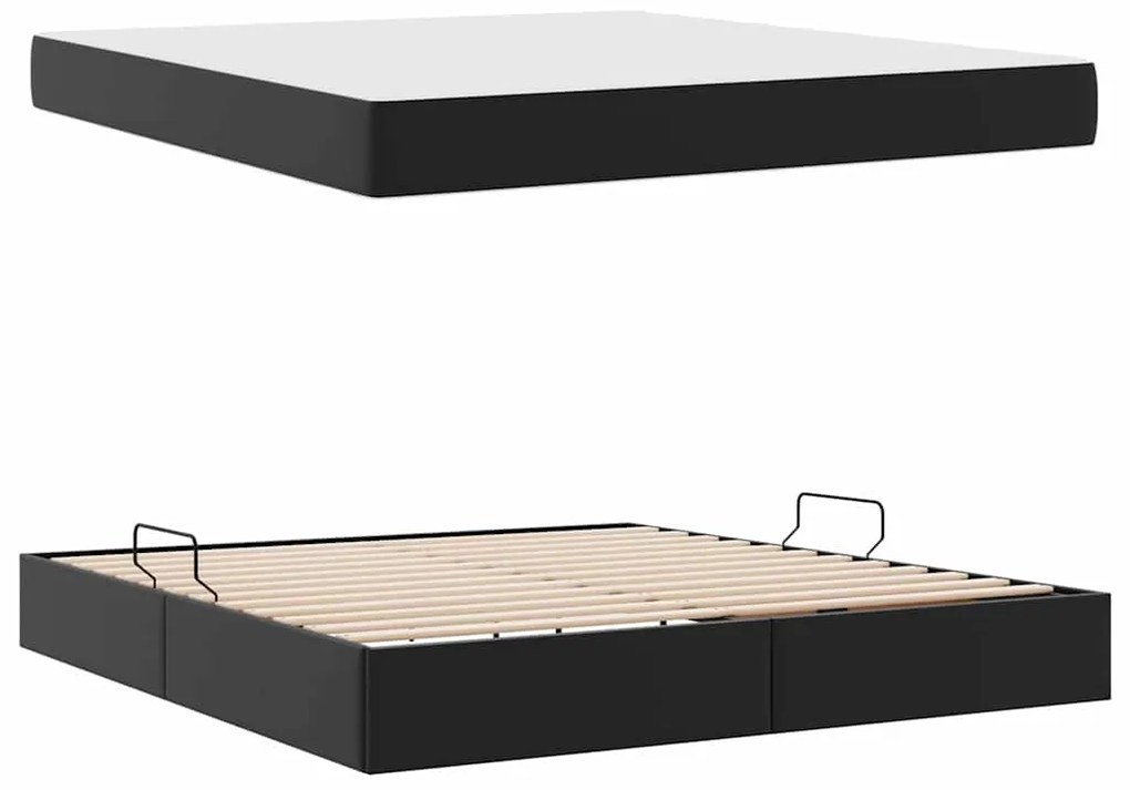 vidaXL Κρεβάτι με αποθηκευτικό χώρο και στρώμα Μαύρο 180 x 200 cm