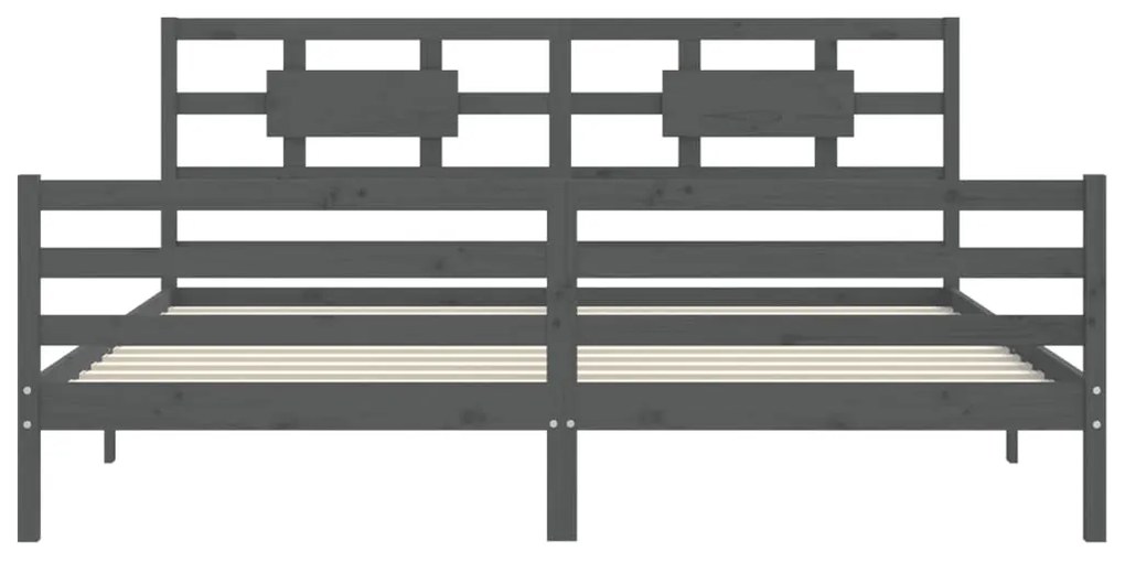 vidaXL Πλαίσιο Κρεβατιού με Κεφαλάρι Γκρι 200x200 εκ. Μασίφ Ξύλο