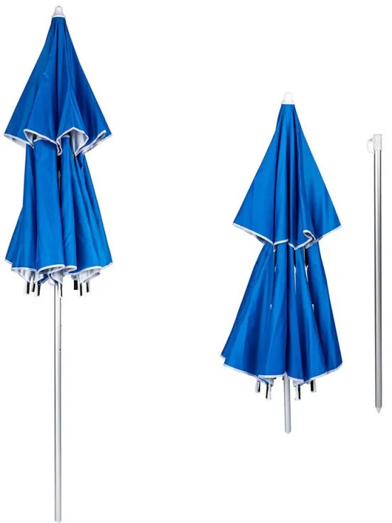 Ομπρέλα παραλίας Muhler 22511008629, Ø190 cm, Ύψος 203 cm, 8 νευρώσεις από fiberglass, Ρυθμιζόμενη κλίση, UV προστασία UPF 50+, Μπλε