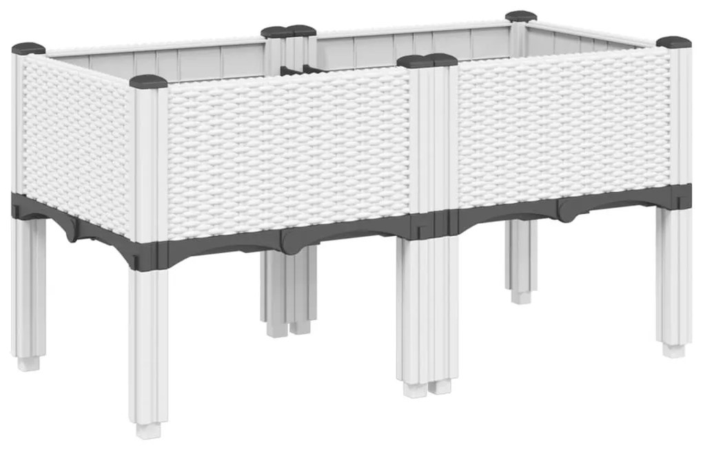 Ζαρντινιέρα Κήπου με Πόδια Λευκή 80x40x42 εκ. Πολυπροπυλένιο - Λευκό