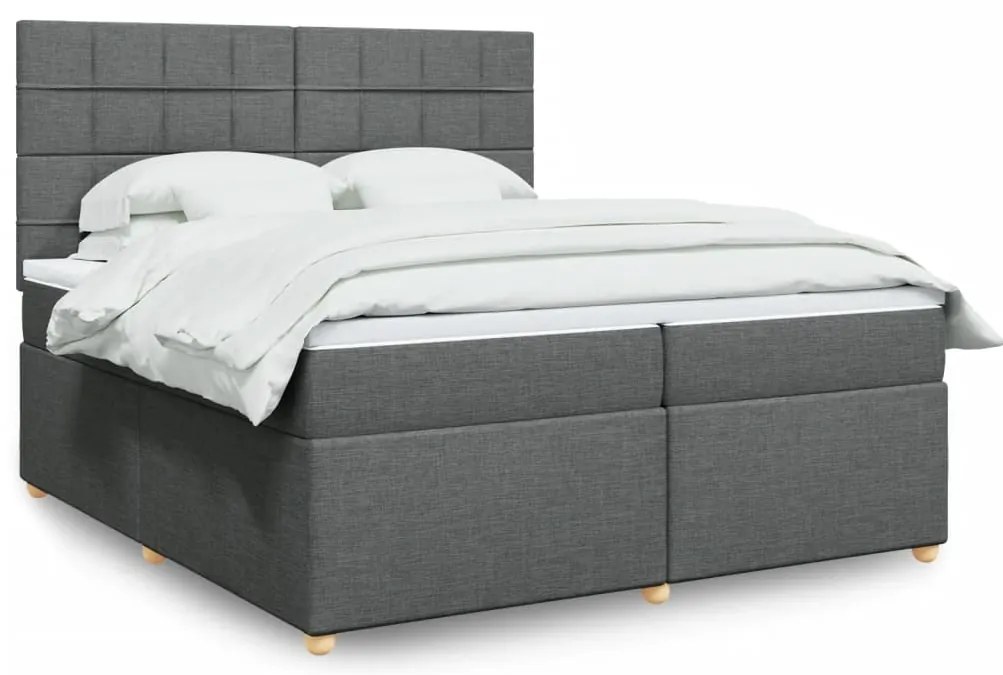vidaXL Κρεβάτι Boxspring με Στρώμα Σκούρο Γκρι 200x200 εκ. Υφασμάτινο