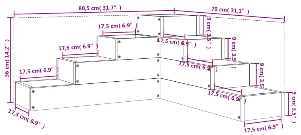 ΖΑΡΝΤΙΝΙΕΡΑ 4 ΕΠΙΠΕΔΩΝ ΜΑΥΡΗ 80,5X79X36 ΕΚ. ΜΑΣΙΦ ΞΥΛΟ ΠΕΥΚΟΥ 825321