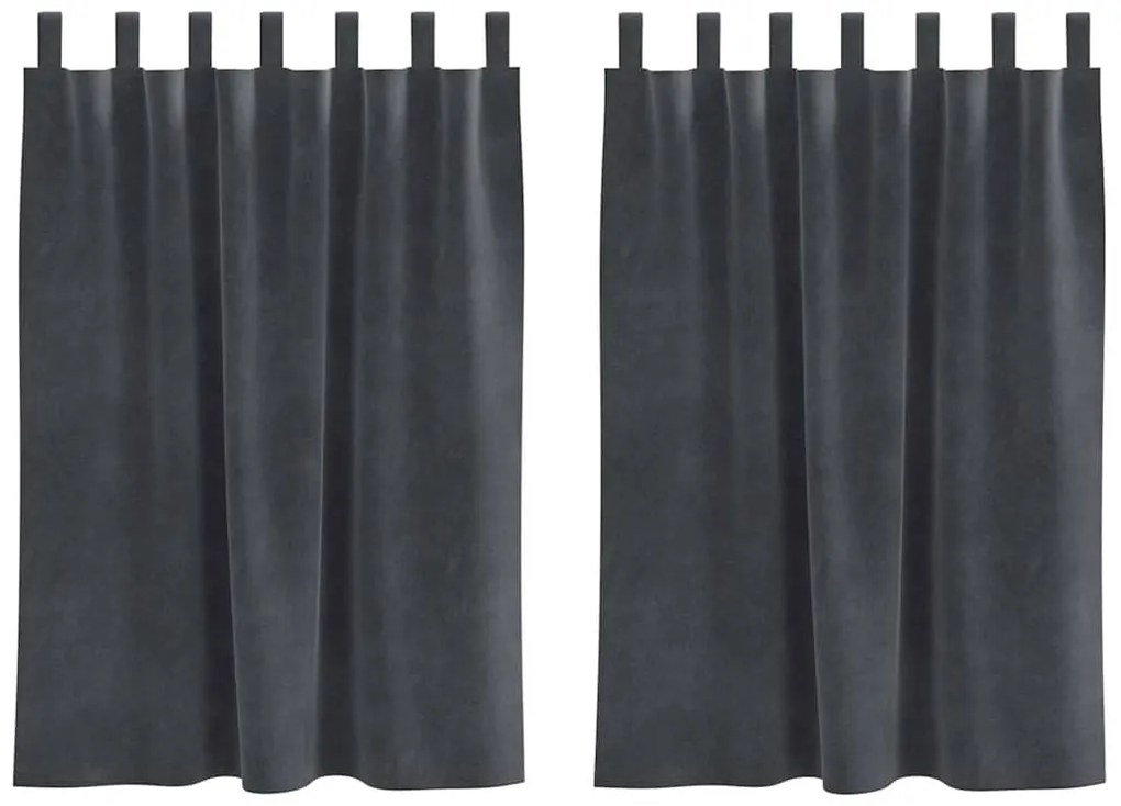 vidaXL Κουρτίνες με κουρτίνες 2 pcs Ανοιχτό γκρι 140 x 140 cm Βελούδο