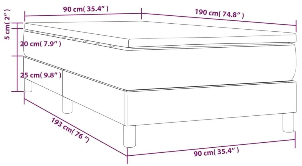 Κρεβάτι Boxspring με Στρώμα Ανοιχτό Γκρι 90x190 εκ. Βελούδινο - Γκρι