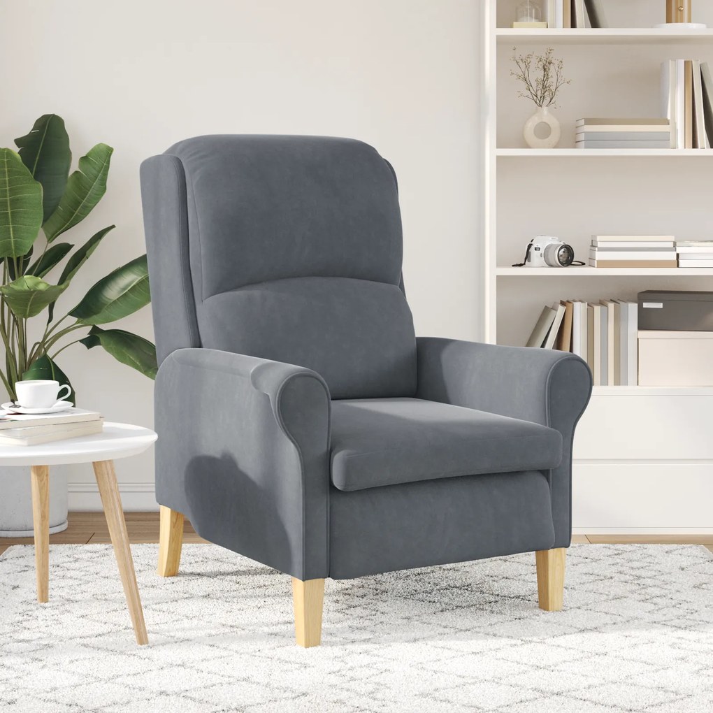 vidaXL Πολυθρόνα Σκούρο γκρι 76 x 94 x 102 εκ Βελούδο
