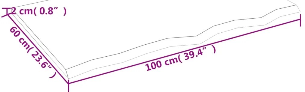 vidaXL Πάγκος Μπάνιου Σκούρο Καφέ 100x60x2 εκ. Επεξ. Μασίφ Ξύλο