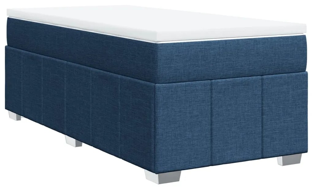 vidaXL Κρεβάτι Boxspring με Στρώμα Μπλε 90x190 εκ.Υφασμάτινο