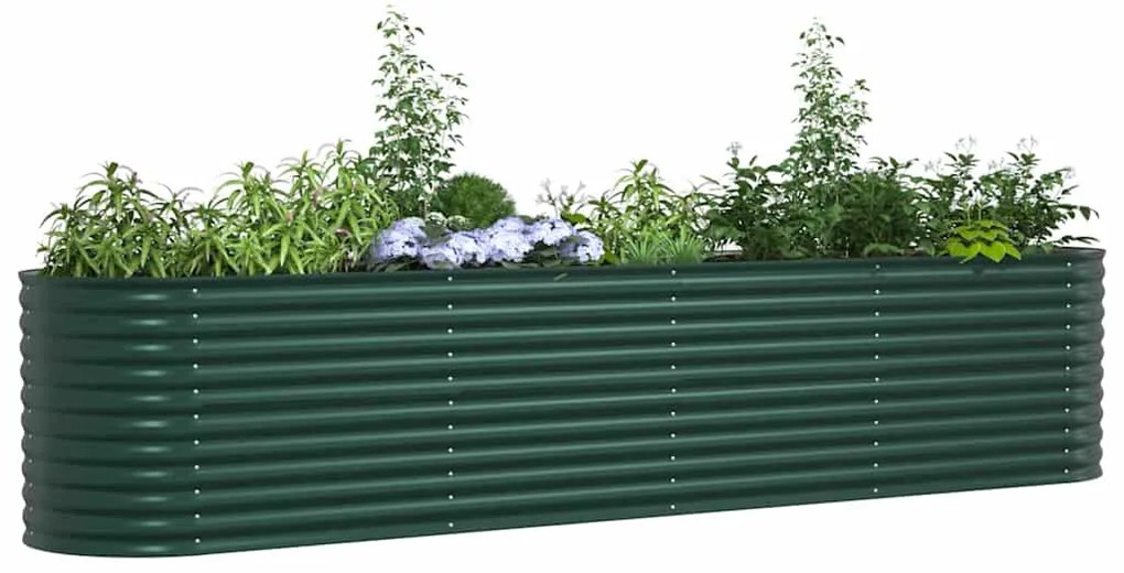 vidaXL Υπερυψωμένη Ζαρντινιέρα Πράσινο 400 x 80 x 81 cm Ατσάλι