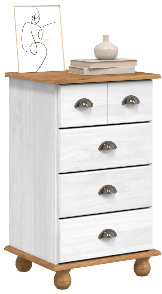 vidaXL Κουτί Με Συρτάρια 'ASKIM' Λευκό 45.8x40x79 cm Στερεό Ξύλο Πεύκου
