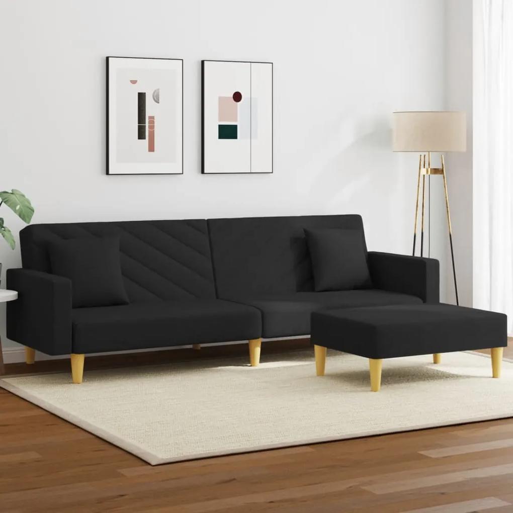 Καναπές Κρεβάτι Διθέσιος Μαύρος Ύφασμα Μαξιλάρια/Υποπόδιο