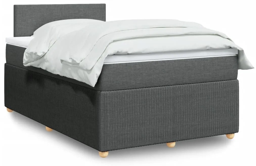 vidaXL Κρεβάτι Boxspring με Στρώμα Σκούρο Γκρι 120x200 εκ. Υφασμάτινο