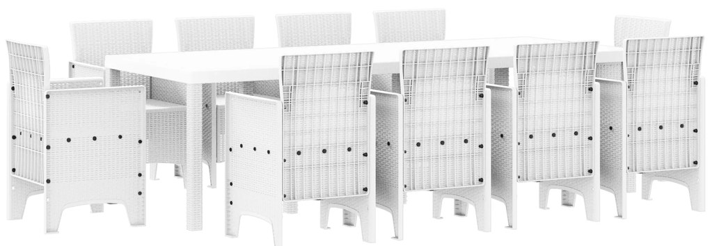 vidaXL Σετ Τραπεζαρίας Κήπου 11 pcs Λευκό 250 x 100 x 73 εκ