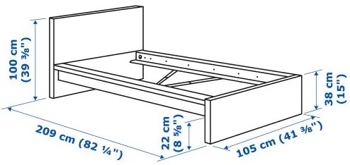 MALM σκελετός κρεβατιού/ψηλός, 90X200 cm 090.200.32