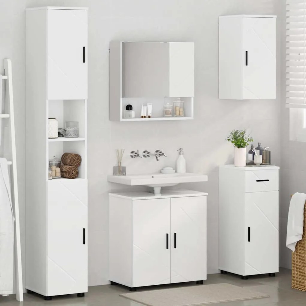 vidaXL Σετ Επίπλων Μπάνιου με συρτάρι 5 pcs Λευκό 61 x 35 x 64 εκ.