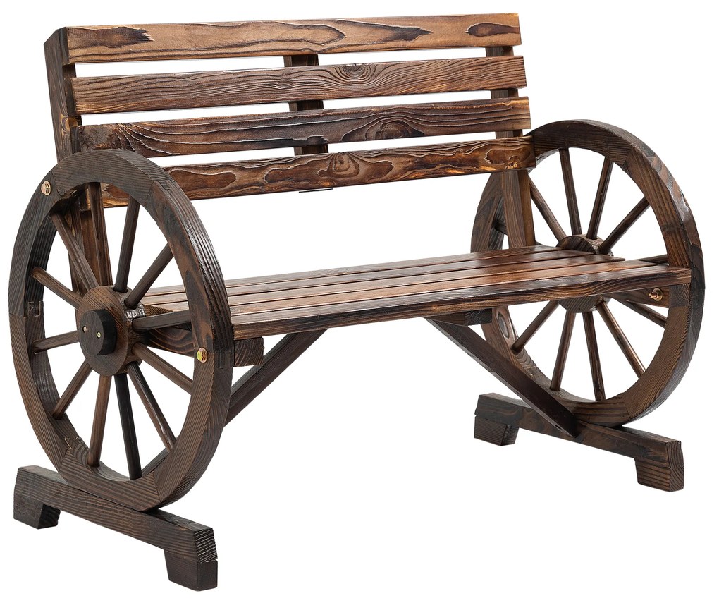 Outsunny Παγκάκι Κήπου, Σχέδιο Τροχού, για 2 Άτομα, Φυσικό Ξύλο, Σκούρο Καφέ, 105,5 x 56 x 79cm