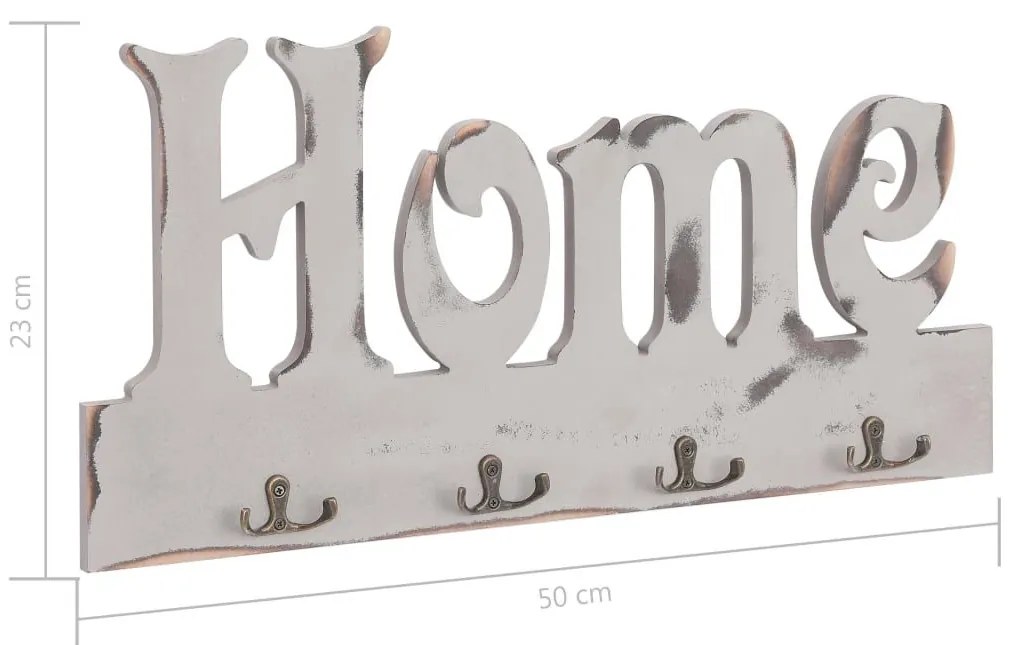 Κρεμάστρα Τοίχου «HOME» 50 x 23 εκ. - Λευκό