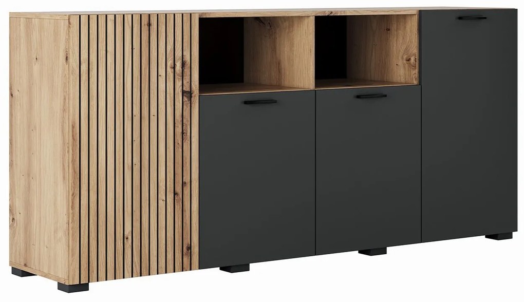 Μπουφές DENVER με 4 ντουλάπια Artizan Oak/Ανθρακί 180x42x83cm