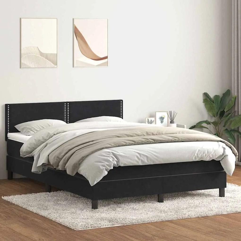 Κρεβάτι Boxspring με Στρώμα Μαύρο 160x210 εκ. Βελούδινο