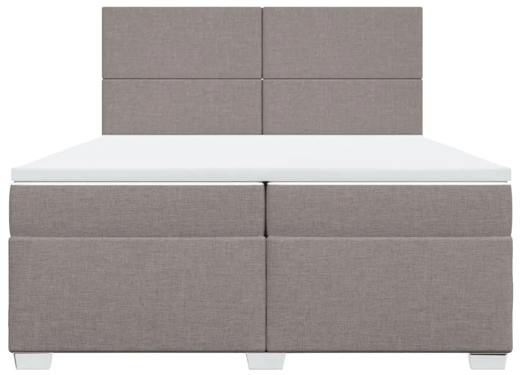 Κρεβάτι Boxspring με Στρώμα Taupe 200x200 εκ. Υφασμάτινο - Μπεζ-Γκρι