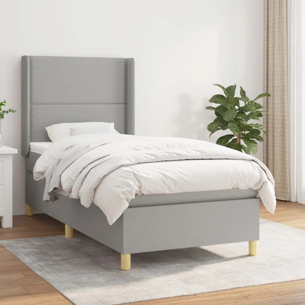 ΚΡΕΒΑΤΙ BOXSPRING ΜΕ ΣΤΡΩΜΑ ΑΝΟΙΧΤΟ ΓΚΡΙ 100X200 ΕΚ. ΥΦΑΣΜΑΤΙΝΟ 3131889