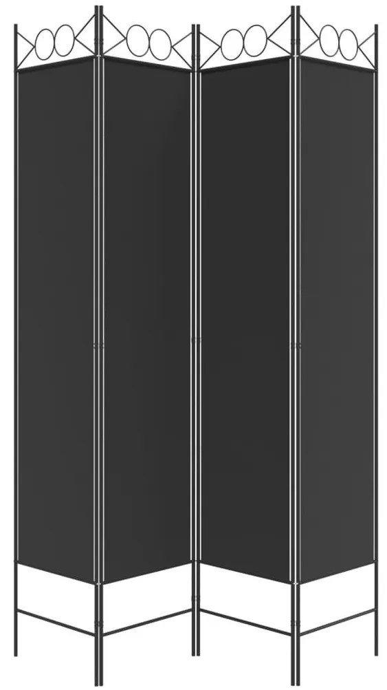 Διαχωριστικό Δωματίου με 4 Πάνελ Μαύρο 160x200 εκ. από Ύφασμα - Μαύρο
