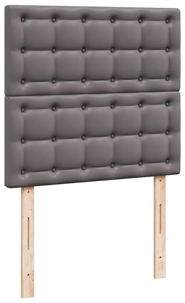 Οθωμανικό κρεβάτι με στρώμα &amp; LEDs Grey 90x200cm Faux Leather - Γκρι