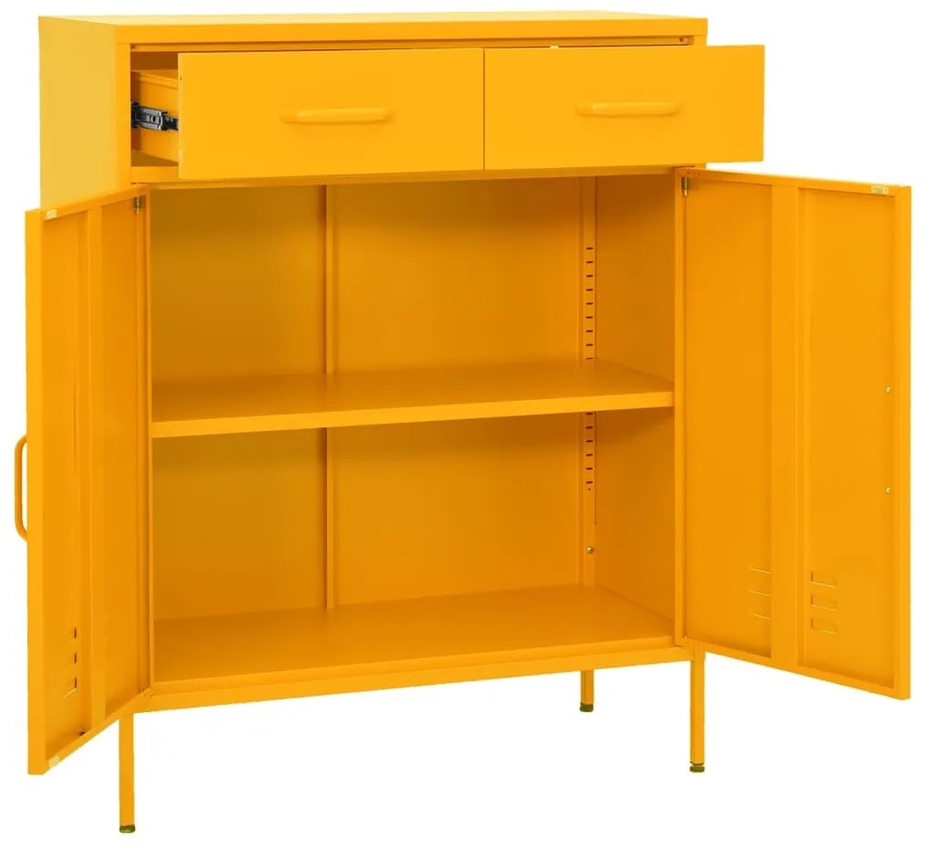 vidaXL Ντουλάπι Αποθήκευσης Μουσταρδί 80x35x101,5 εκ. από Ατσάλι