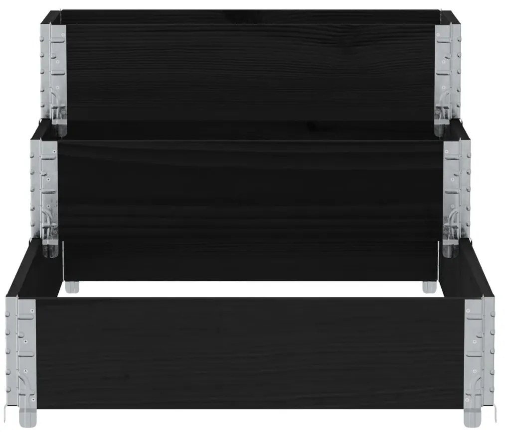 vidaXL Ζαρντινιέρα Υπερ. 3 Επιπέδων Μαύρη 120x80 εκ. Μασίφ Ξύλο Πεύκου
