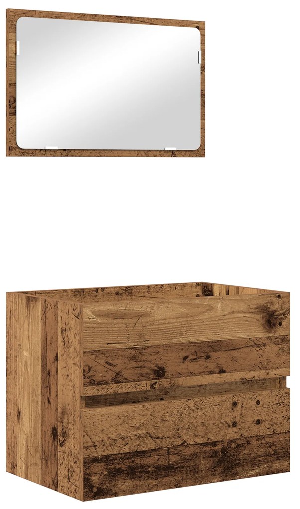 vidaXL Σετ Επίπλων Μπάνιου 3 pcs Παλιό ξύλο 60 x 38.5 x 45 cm