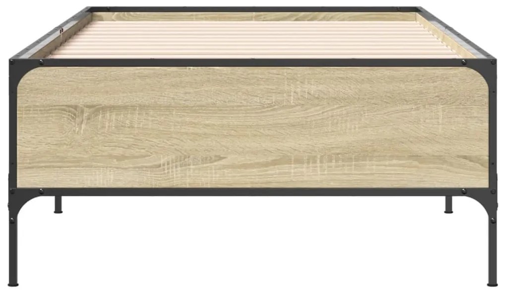 vidaXL Πλαίσιο Κρεβατιού Sonoma Δρυς 90x200 εκ. Επεξ. Ξύλο &amp; Μέταλλο