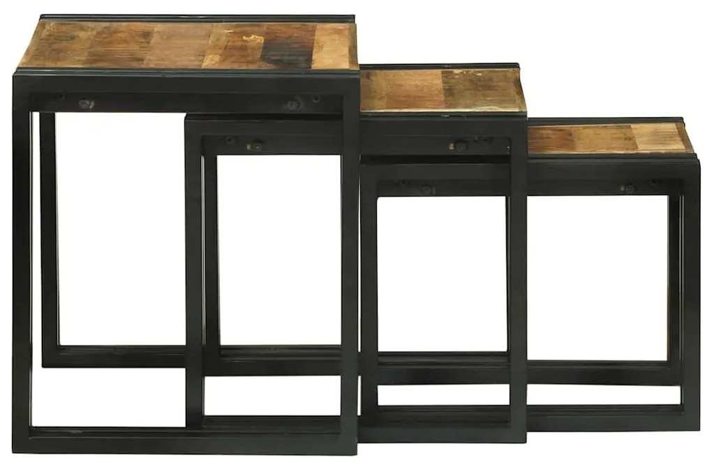 vidaXL Τραπέζι Σαλονιού με Στηρίγματα 3 pcs Καφέ και Μαύρο