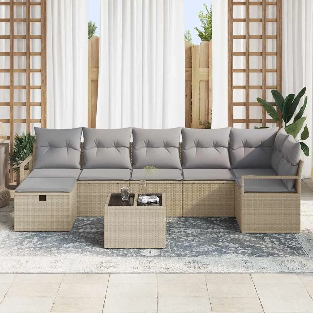 vidaXL Σετ Καναπέ Κήπου 8 pcs μπεζ και ανοιχτό γκρι 287 x 122 x 85 εκ
