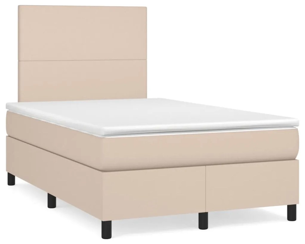 vidaXL Κρεβάτι Boxspring με Στρώμα Καπουτσίνο 120x200εκ.από Συνθ.Δέρμα