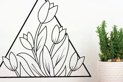 Intra απο ξύλο plywood  Χρώμα wenge 3mm-4mm πάχος - Λίμα κοπής με λέιζερ λουλουδιών, διακόσμηση τοίχου Δίασταση 40x50 cm INTRAFABR-104778395