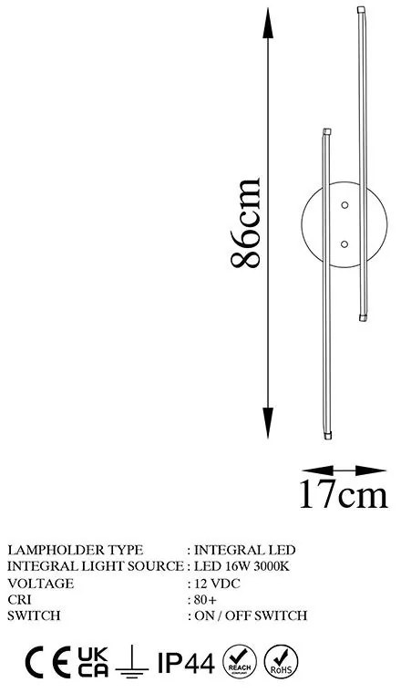 Φωτιστικό τοίχου-απλίκα Expedition LED 16W μαύρο 17x5x86εκ 17x5x86 εκ.