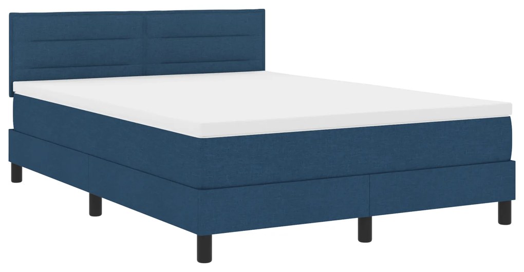 vidaXL Κρεβάτι ΜΕ ΕΛΑΤΗΡΙΑ με Στρώμα Μπλε 140x200 cm Ύφασμα