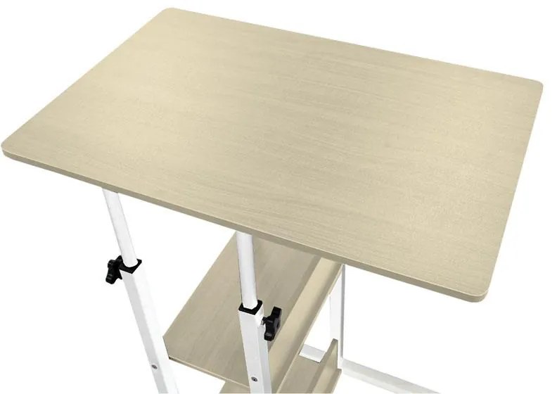 Βοηθητικό τραπέζι Babs τροχήλατο λευκό-φυσικό 60x40x86εκ 60x40x92 εκ.